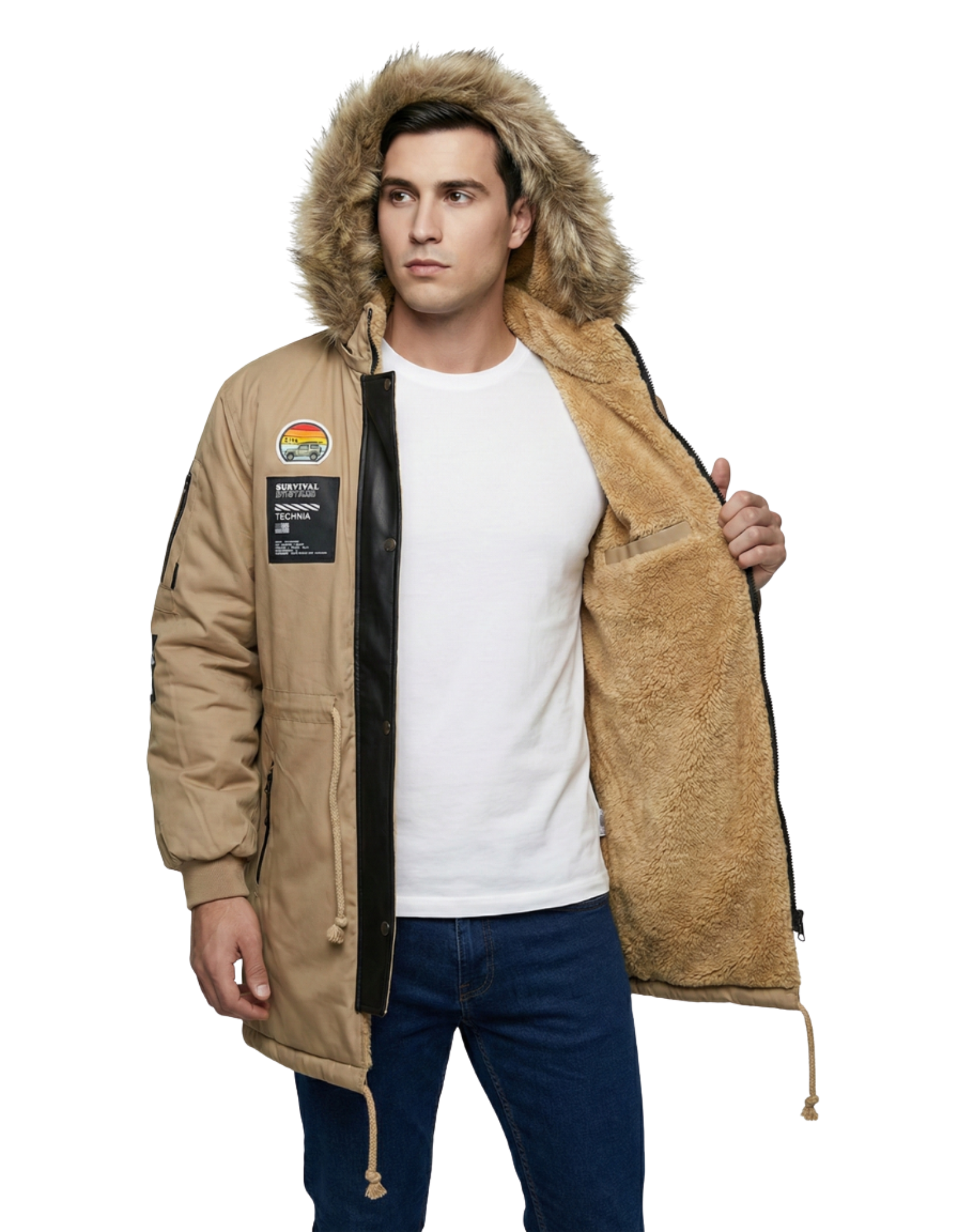 ONE® Chaqueta premium tipo parka con detalles DTF y forro ovejero